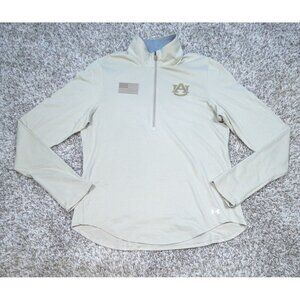Under Armour Auburn Tigers Military Pullover Women's Large Beige Fitted Half Zip